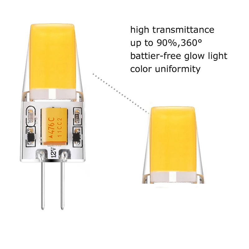 1 Вт 2 3 G4 Светодиодная лампа COB 12 В AC DC светодиодные лампы с углом луча 360 заменяемая