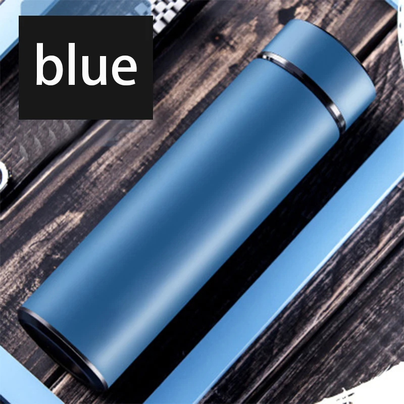 Изолированная термос, чайная кружка с фильтром, Термокружка, термос, кофейная чашка, 500 мл, нержавеющая сталь, термальная бутылка, вакуумная колба с крышкой - Цвет: Blue