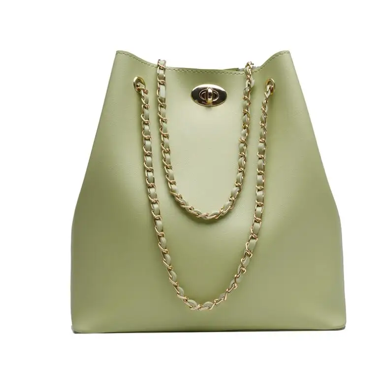 

Women PU Leather Big Shoulder handbags 5 Colors Wide belt Bucket Summer bags Brand Designer Whole Sale