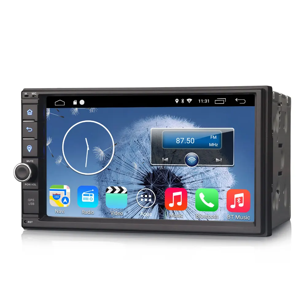 Top 7" Quad-Core Android 9.0 Pie OS Two Din Car Multimedia 2 Din Car Navigation GPS Double Din Car Radio with Split Screen Support 2