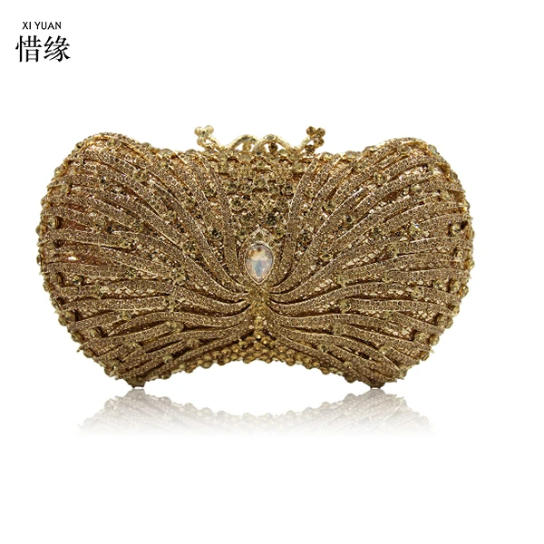 Strass Métal Or Xiyuan Or Soirée Bal Clutch Cocktail Purse D'embrayage orange Floral En Dur Mariage Pour Design Sac Sacs De Femmes Box argent qqvRwxgES