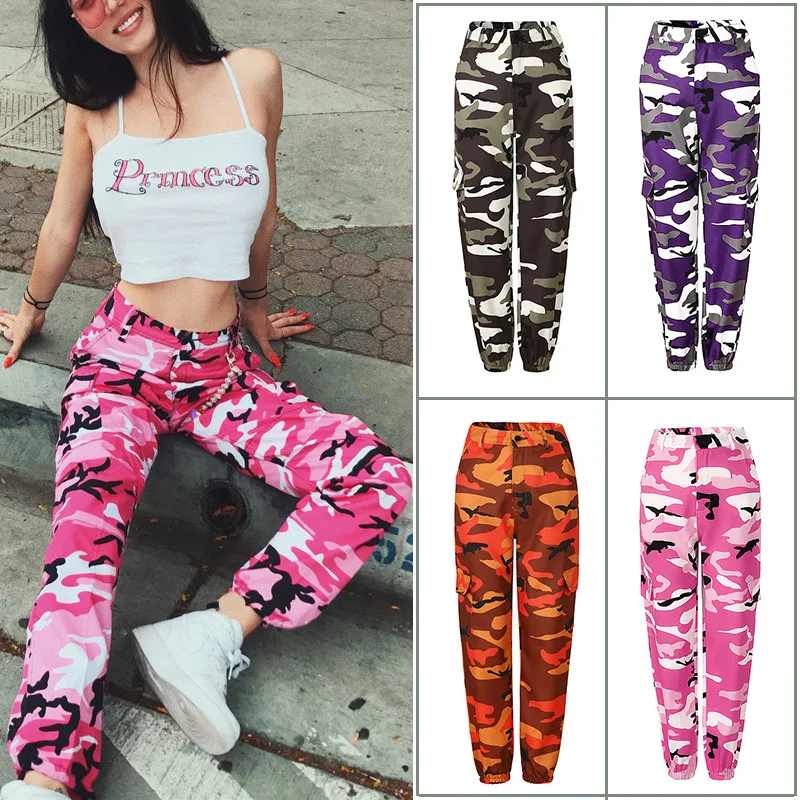 

2019 autumn casual pants camouflage loose joggers women army harem camo pants High waist High Waist Hip Hop Trousers Pants