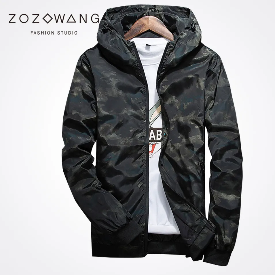 Zozowang new 2017 short print camouflage hooded plus size fashion jacket men zipper spring autumn sunscreen coat men Zozowang new 2017 short print camouflage hooded plus size fashion jacket men zipper spring autumn sunscreen coat men