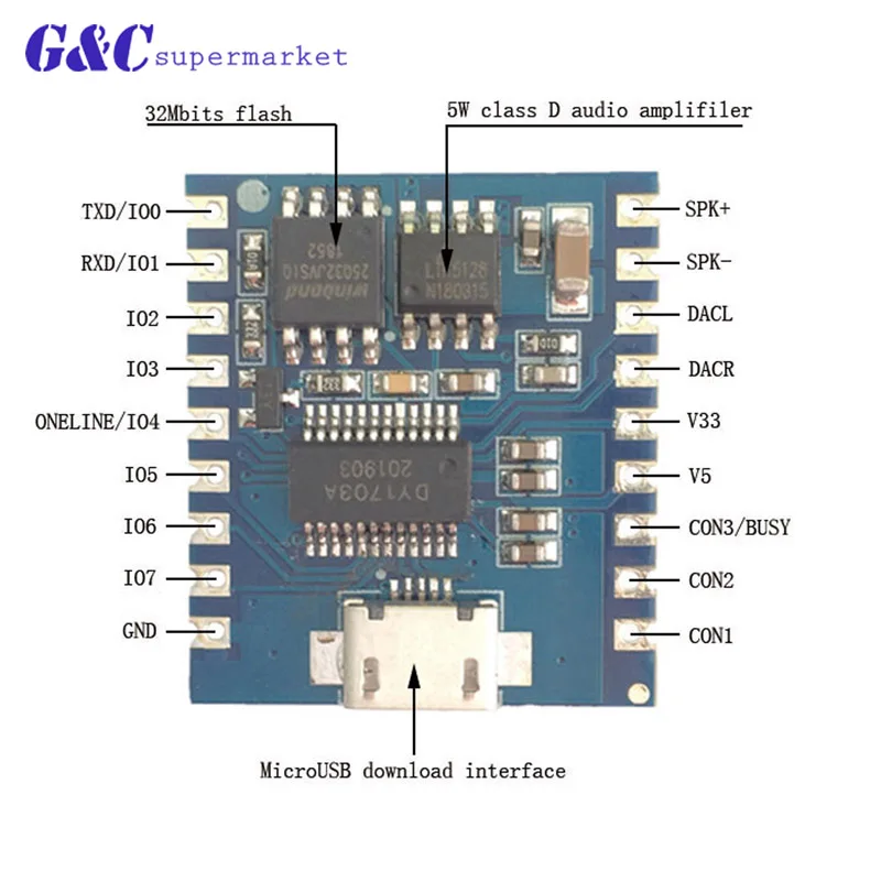 

USB Serial Voice Playback Control Module MCU IO Control MP3