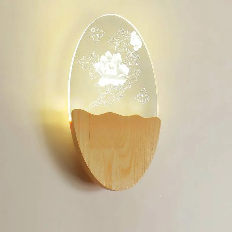 

Creative Wood Led Wall Lamp Solid Oval Wall Light Modern Living Room Aisle Bedroom BedsideLuminarias De Interior