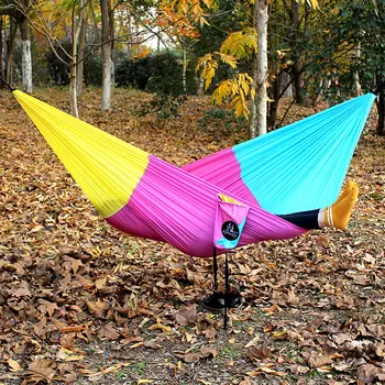 

Camping Hammock Mosquito Net Portable Outdoor Garden Travel Swing Canvas Stripe Hang Bed Hammock Yellow Red Blue Hammock Hanging