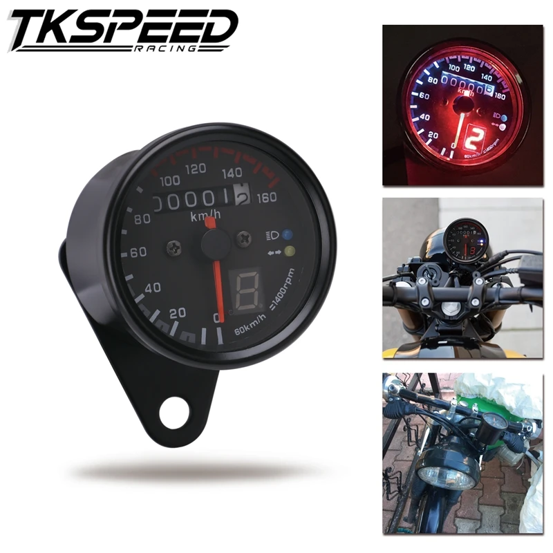 Универсальный мотоцикл Cafe Racer Спидометр Одометр 0 160 км/у инструмент светодиодный