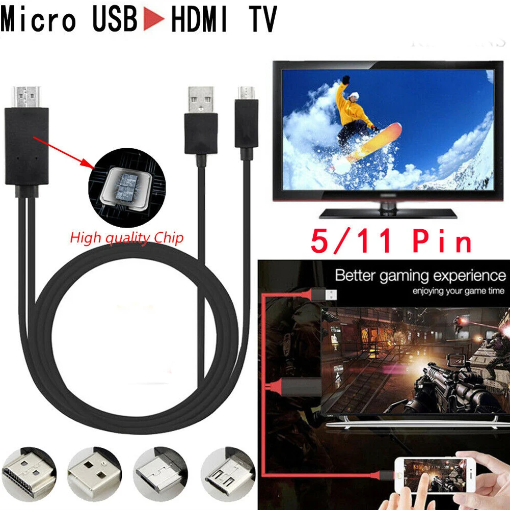 Micro USB к HDMI HD tv простой в использовании адаптер зеркального отображения кабель