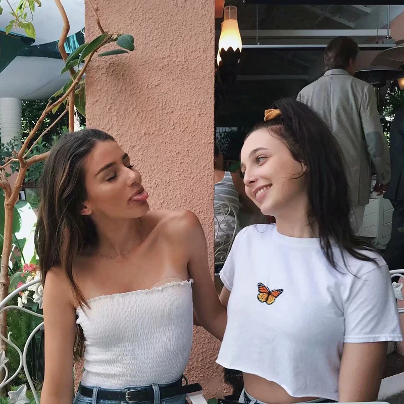 الصيف قصيرة فضفاضة المتناثرة المحملة قمصان الأبيض قمم فراشة التطريز الشارع الشهير camisas موهير bts بلايز