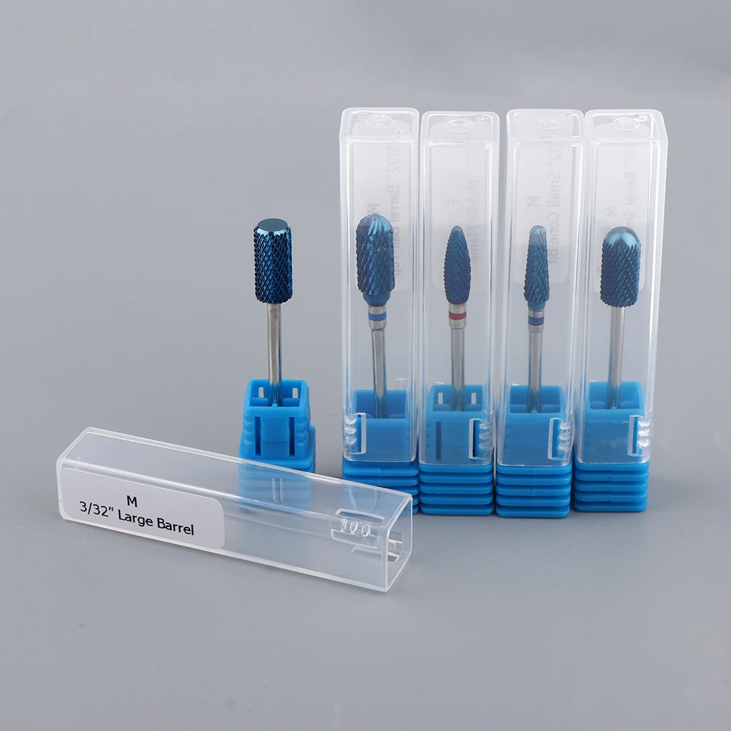 5Pcs/set Carbide Nail Drill Bits Grinding Polishing Heads for Electric Files Manicure Pedicure Tools w/ Storage Case