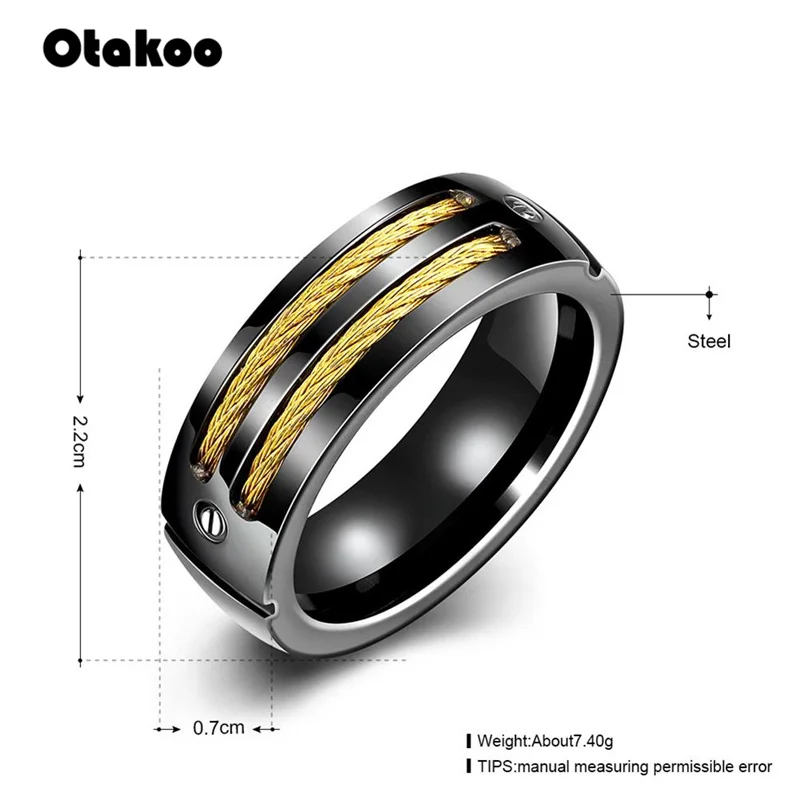 Otakoo 7 мм Нержавеющая сталь Мужской кабель провод инкрустированное кольцо Высокое
