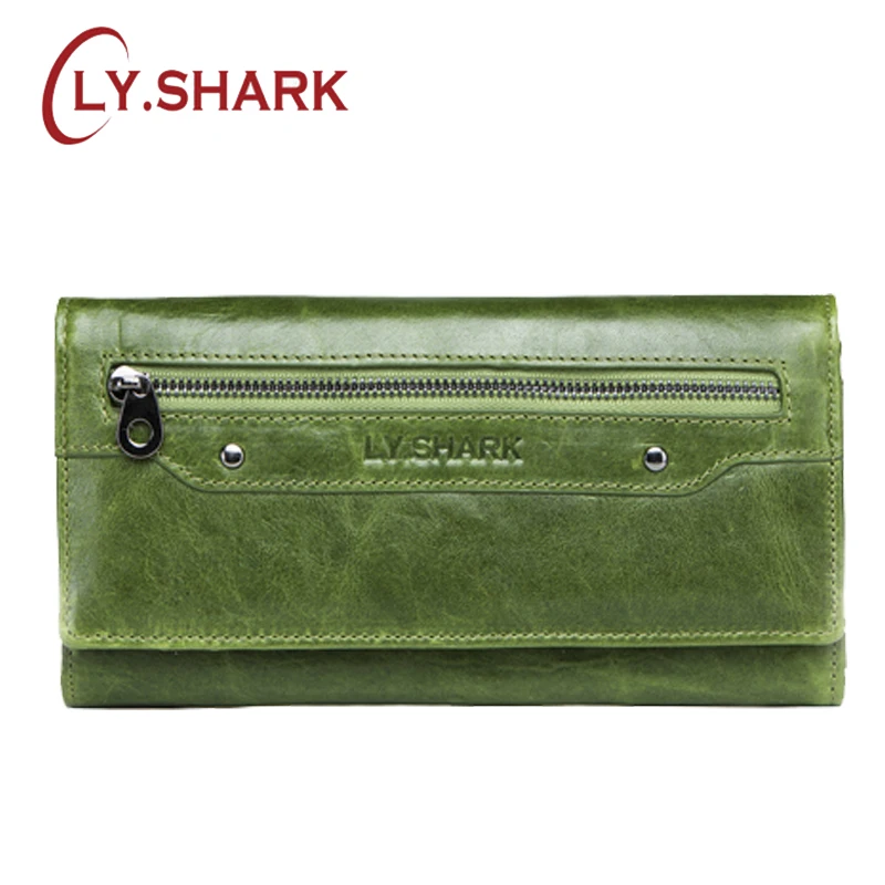 

LY.SHARK Women's Genuine Leather Wallet Purse Clutch Bag Lady Credit Card Holder Mobile Wallet Ladies Leather Wallet Long Wallet