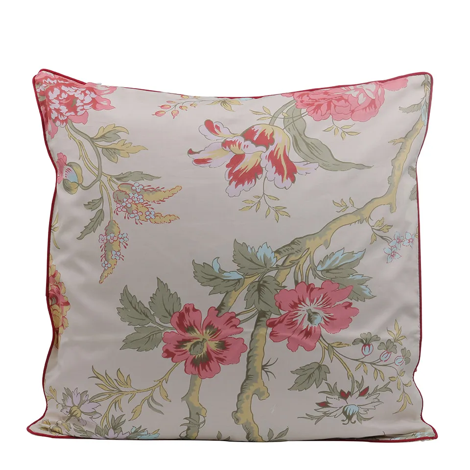 Floral Flowers Birds Pink Green Black 100/% Cotton 20/" 50 cm Cushion Cover