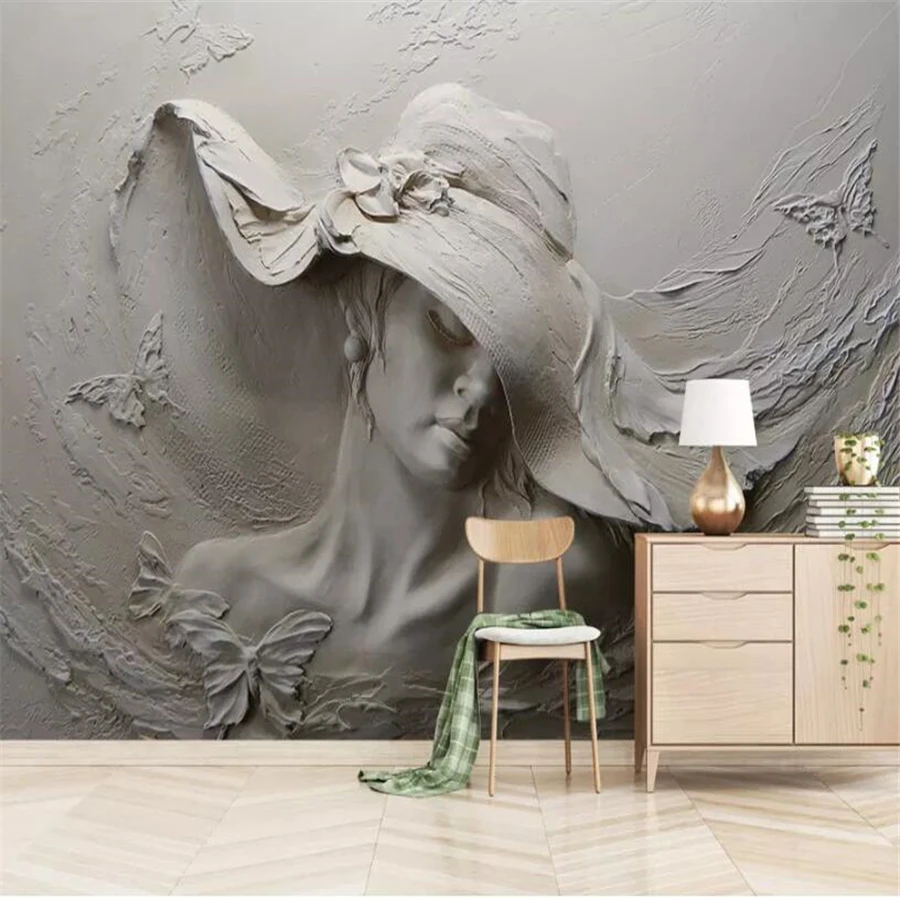 3D обои на заказ 3d фотообои с тиснением серый красота современное искусство