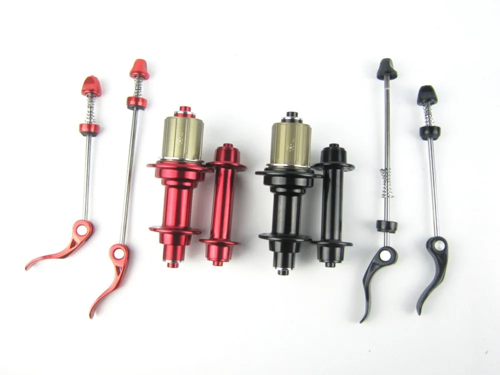 

6 Pawls Bitex R13 Road Bike Hubs Front 20 Rear 24 Holes Black /Red 6 Bearing Hub with Quick Releases/Skewers for Road Bike Wheel