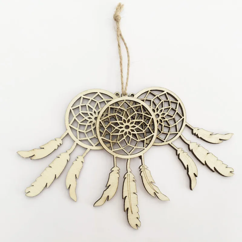 

10pcs/set Wooden Dream Catcher Charms Pendant Fashion Feather Shape Holiday Decoration Pendant Handmade Accessories