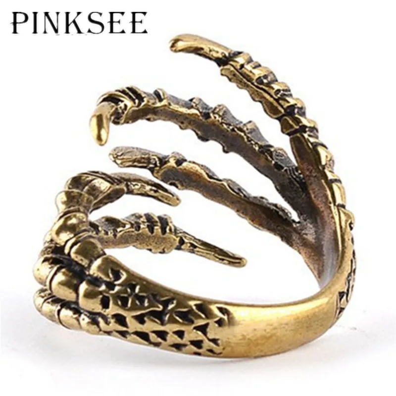 

PINKSEE Punk Retro Men Party Club Finger Ring Personality Style Eagle Bird Claw Talon Finger Rings Mujeres Anillos