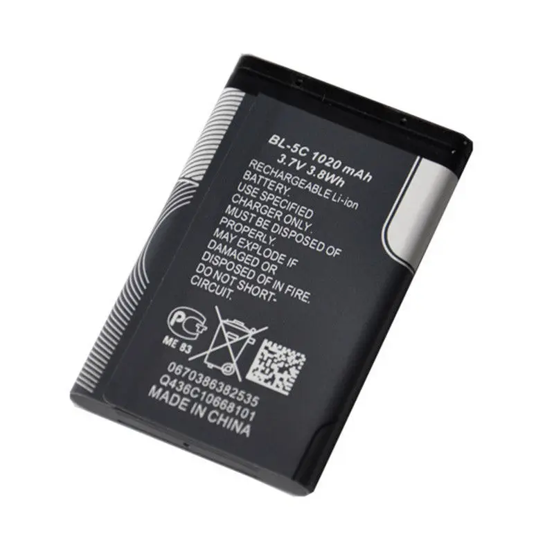 Новый BL 5C BL5C Перезаряжаемые батареи 3 7 v 1020 мА/ч Батарея для Nokia C2-01 N70 N72 C2-02 C2-03 C2-06