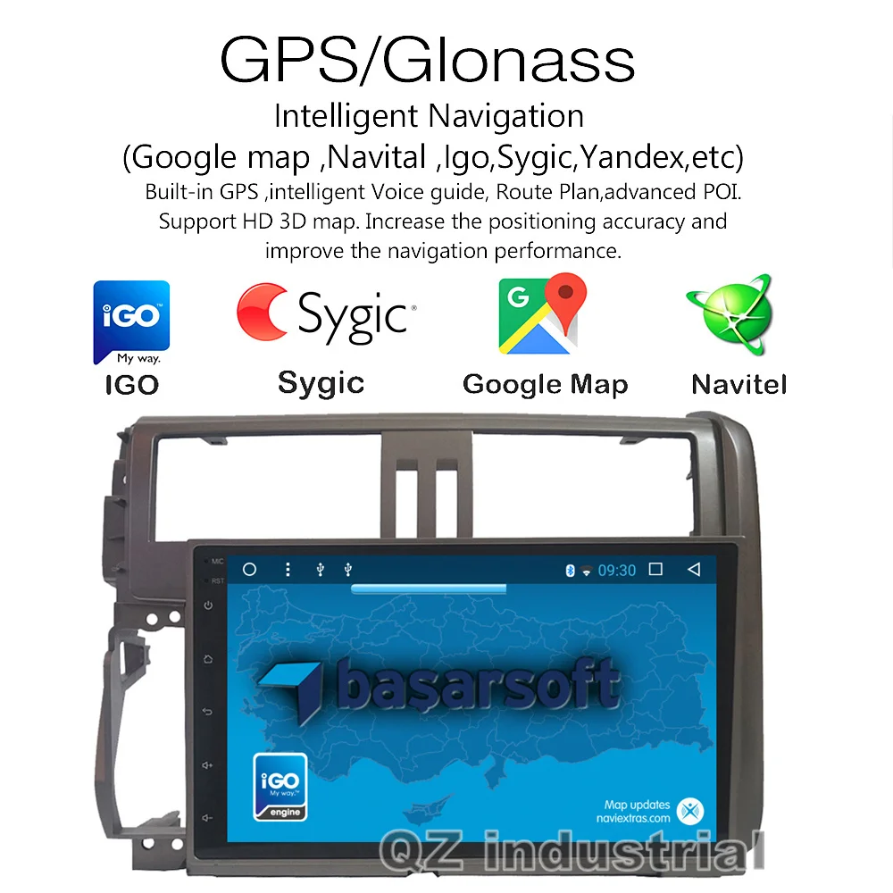 Clearance QZ industrial HD 9" Android 8.1 T8 Car DVD player for Toyota Prado Land Cruiser 150 2010-2013 with 3G 4G GPS BT WIFI Radio Navi 4