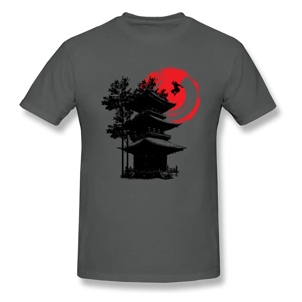 Ninja and Japanese Temple Pure Cotton Mens Short Sleeve Tees Slim Fit Lovers Day T Shirt Casual Clothing Shirt Family O Neck Ninja and Japanese Temple carbon