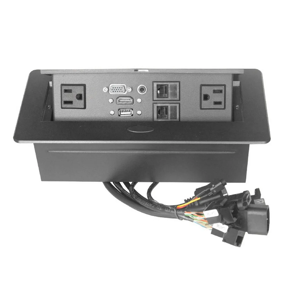 

Desktop Socket USB Universal Socket Conference Room POP UP Table Socket Zinc Alloy Panel VGA Audio HDMI USB Network Interface