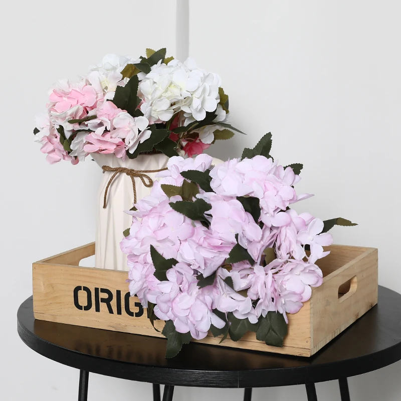 

yumai 5 forks Hydrangea Artificial Branches Valentine's Day Lover Gift Silk Faux Flower for Wedding party Decoration