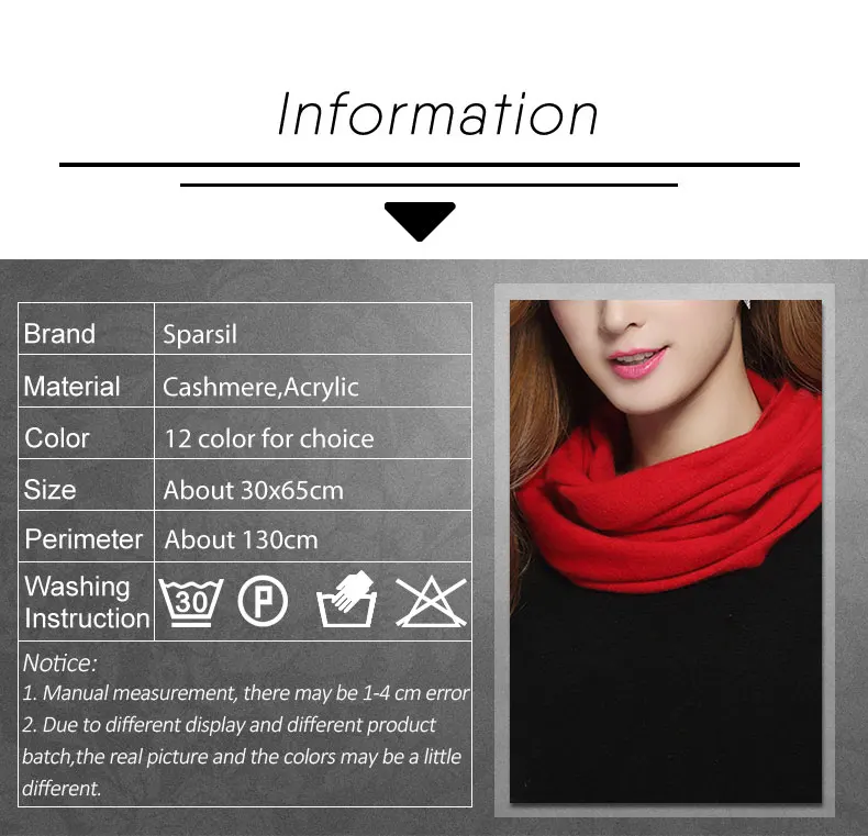 Sparsil для женщин Весна О Кольцо кашемир шарфы для средства ухода за кожей шеи Круг вязаный шерстяной обёрточная бумага осень зим