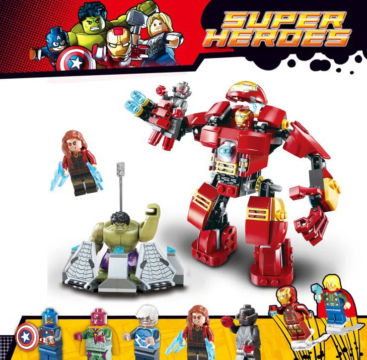 

8019 Avengers Super Heroes 76031 Hulk Buster Ultron Iron Man Scarlet Vision Captain America Building Blocks Figures Bricks Toys