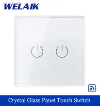 WELAIK Kristall Glas Panel Switch EU Wandschalter Remote Touch Schalter Bildschirm Wandleuchte Schalter 2gang1way für led-lampe A1923W/B