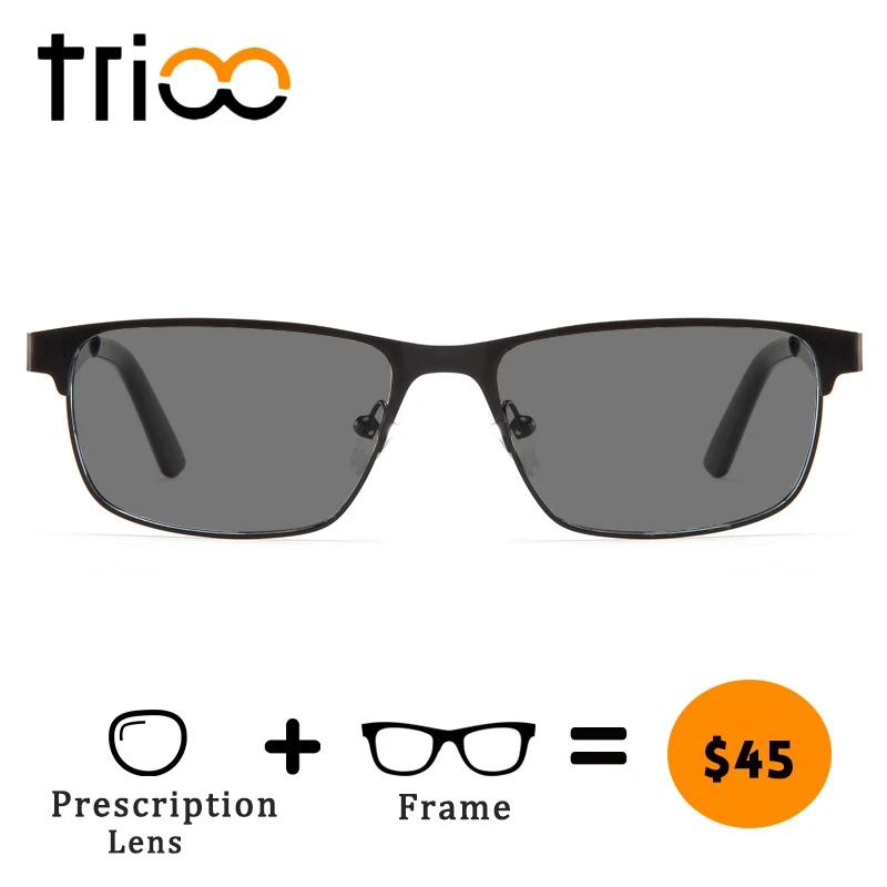 TRIOO UV400 Driving Prescription Glasses for men Black Tint Lens