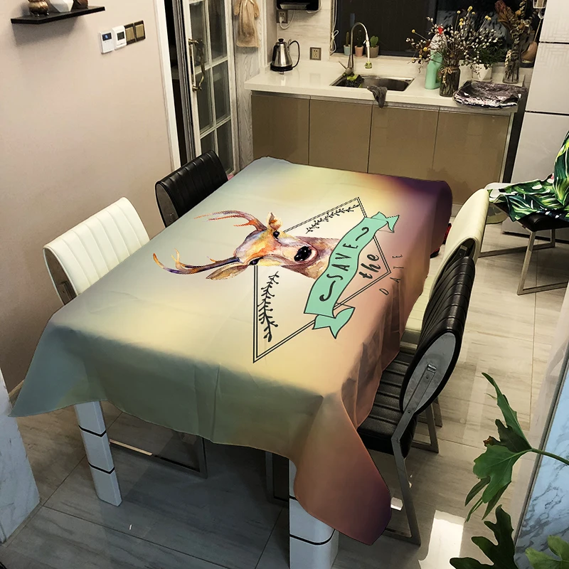 3d олень скатерть с рисунком Маши и медведя креативный зеленый растение Фламинго узор полиэстер удобный водонепроницаемый Скатерть чехол для детей