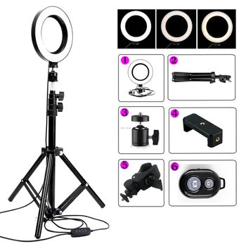 

Dimmable LED Selfie Ring Light Photography Lighting Camera Photo Phone Makeup Youtube Video Light Lamp With Tripods