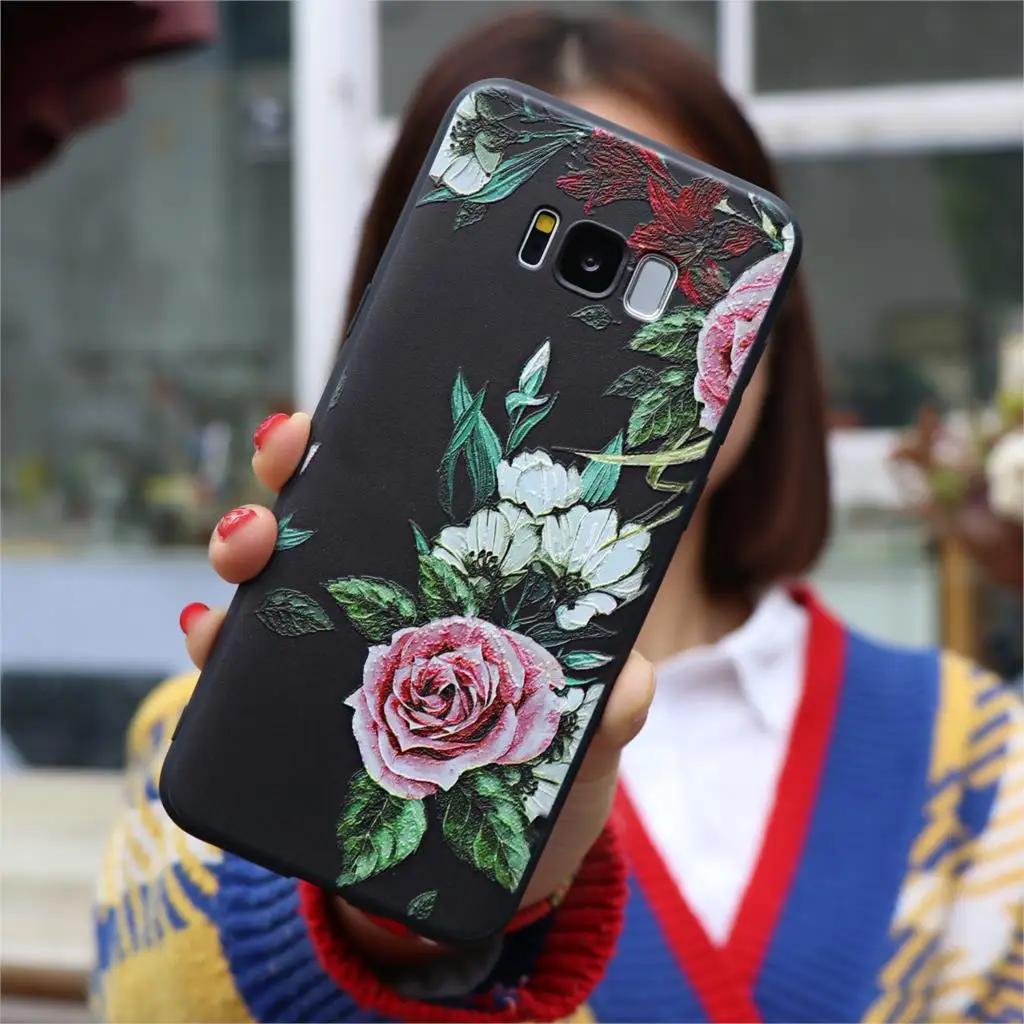3D с тиснением и изображением цветка на заднюю панель samsung Galaxy S10e J5 M20 M10 S10 плюс J8 J6 J4 плюс J7 Neo J2 Prime J3 чехол - Цвет: 2honghua