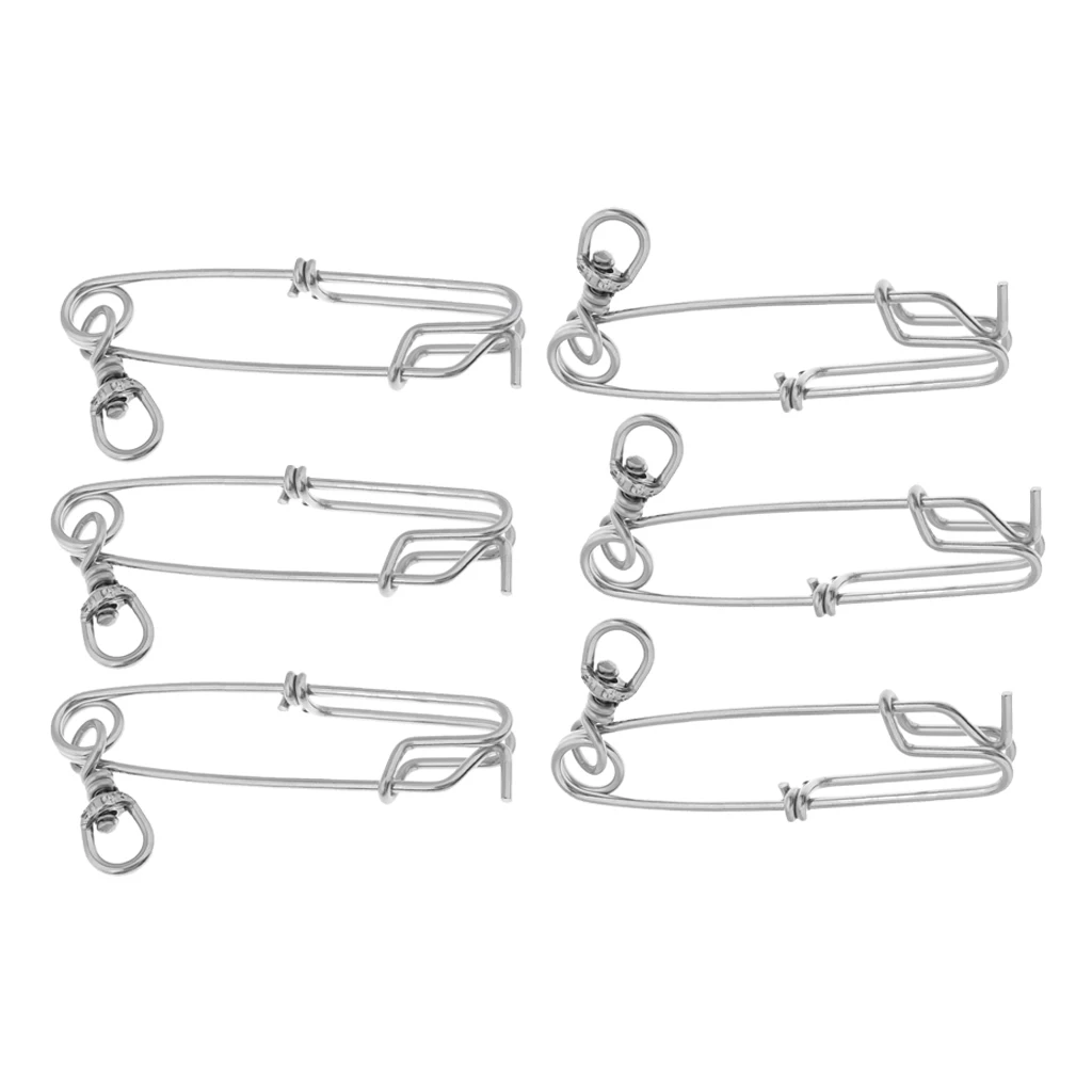 

6x Long Line Stainless Steel Clips Float Swivel Tuna Clips for long line fishing sharking crabbing Snapper Tools