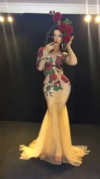 

Customized Show DjDs Guest Gogo Sexy Red Connected Rose Tail Fishtail Skirt Stage Costume
