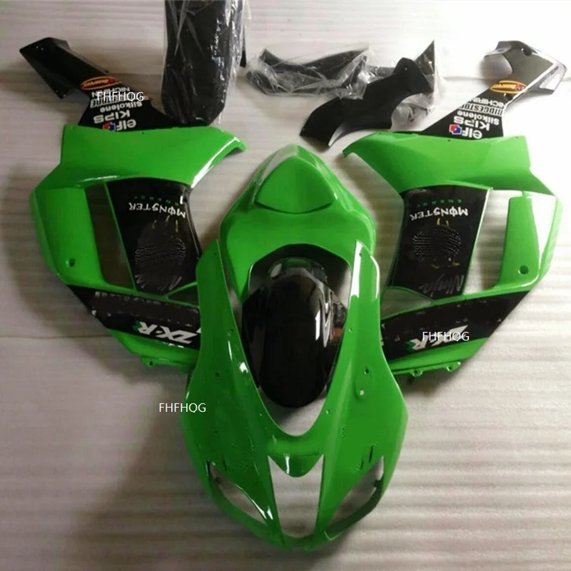 

Brand new Moto mold hulls Fairing kit fit for Kawasaki Ninja ZX6R 07 08 Green black bodywork fairings set ZX6R 2007 2008