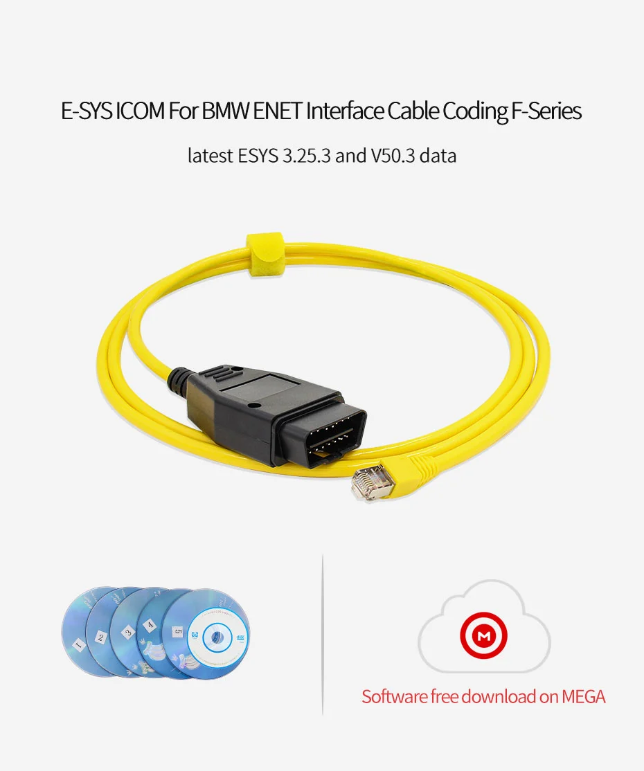 10 шт. ESYS кабель для передачи данных для BWM Enet OBDII Автомобильный диагностический для 10 BMW Enet Ethernet E-SYS кодирование ICOM для диагностического кабеля серии F