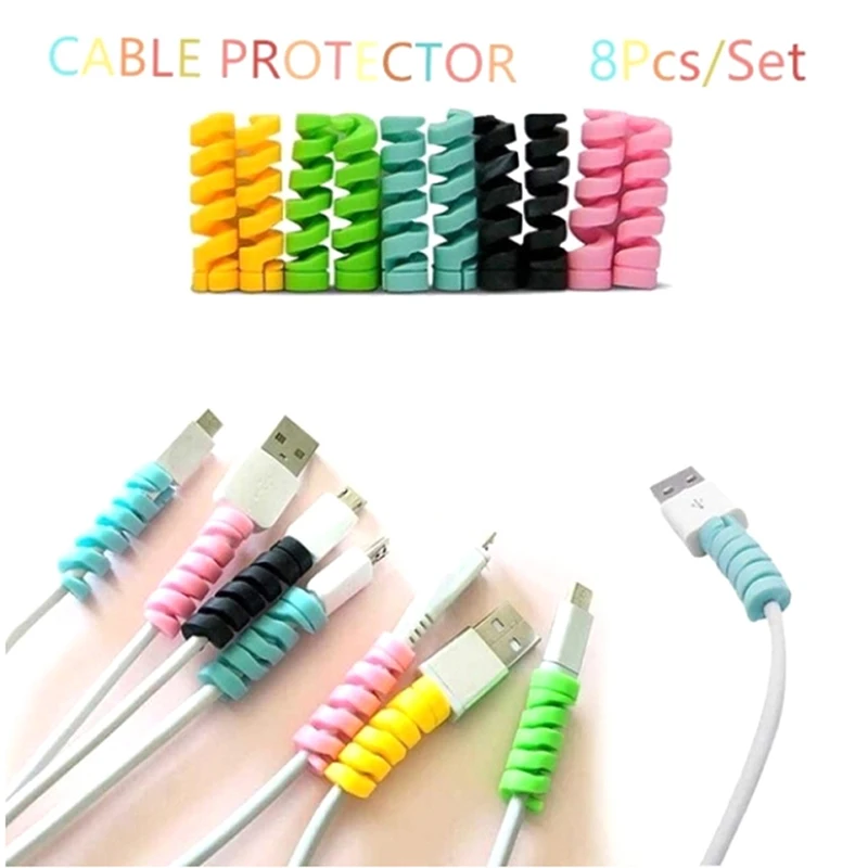 8pcs/lot Silicone Cable Protector Data Line Bobbin Winder Protective For Iphone Samsung Android USB Charging Earphone Case Cover