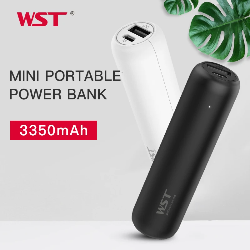 WST 3350mAh Mini Power Bank with USB Port For iPhone Samsung Xiaomi External Battery Portable Phone Charger Fast Charging charging bank