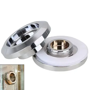 

Exquisite Arc Zinc Alloy Shower Bath Door Handle Glass Door Silver Glossy Knob Pack of 2