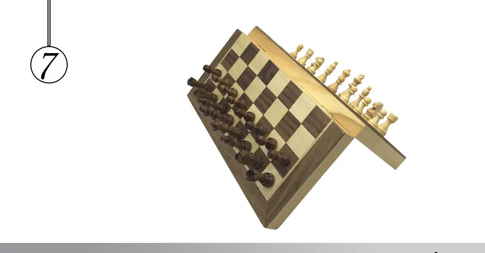 Easytoday Wooden Chess Games Set Magnetic Folding Chessboard Solid Wood Chess Pieces Entertainment Games Friend Gift (7)