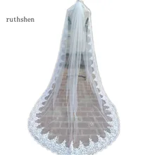 Ruthshen белый/слоновая кость Тюль один слой Свадебные аксессуары длина собора Длинные Свадебные вуали кружева Свадебные вуали с каймой на заказ
