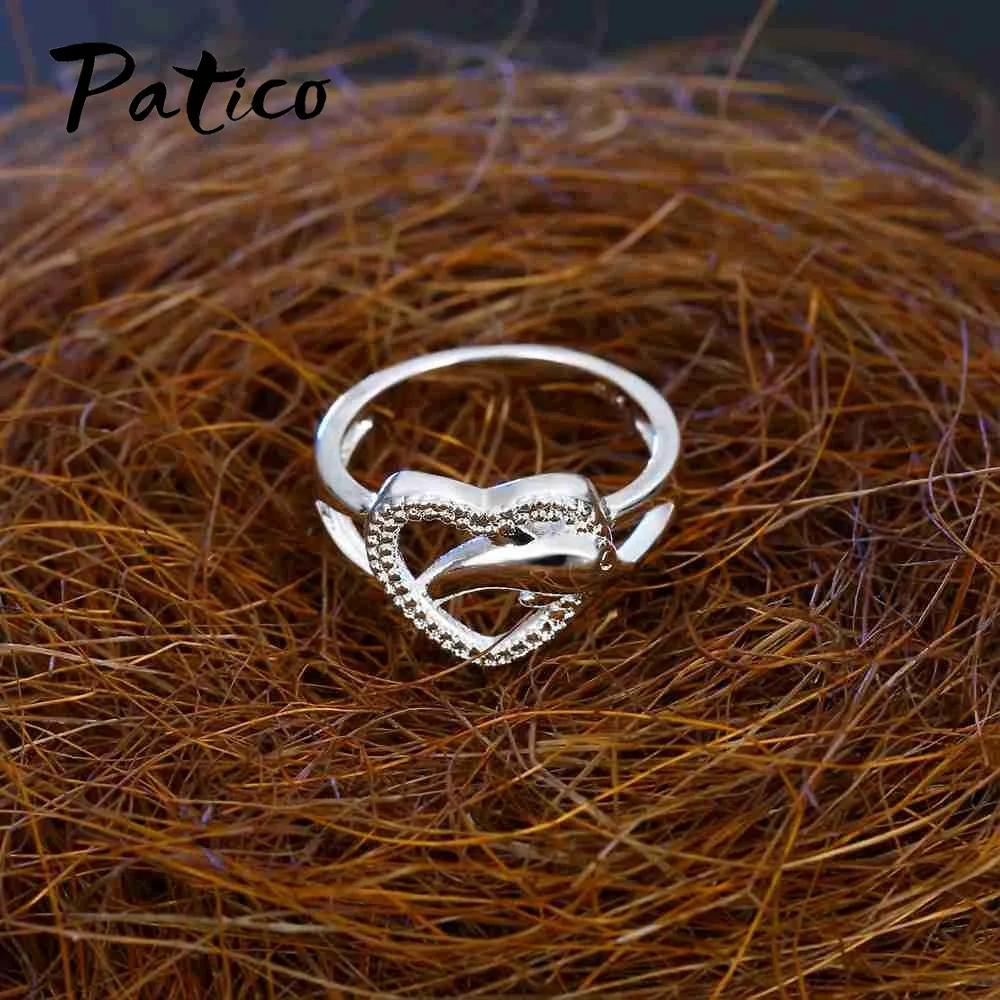 PATICO Fashion Women Rings Charm Heart 925 Sterling Silver Wedding Jewelry For Female Animal Dolphin Lovers Bague Wholesale