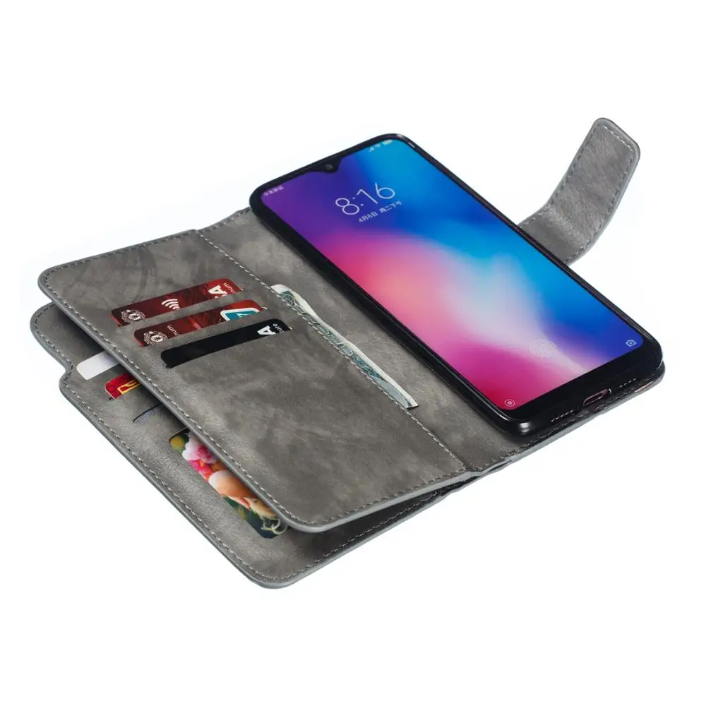 Кожаный чехол бумажник с откидной крышкой для Xiaomi redmi 8 Lite 9 из искусственной кожи