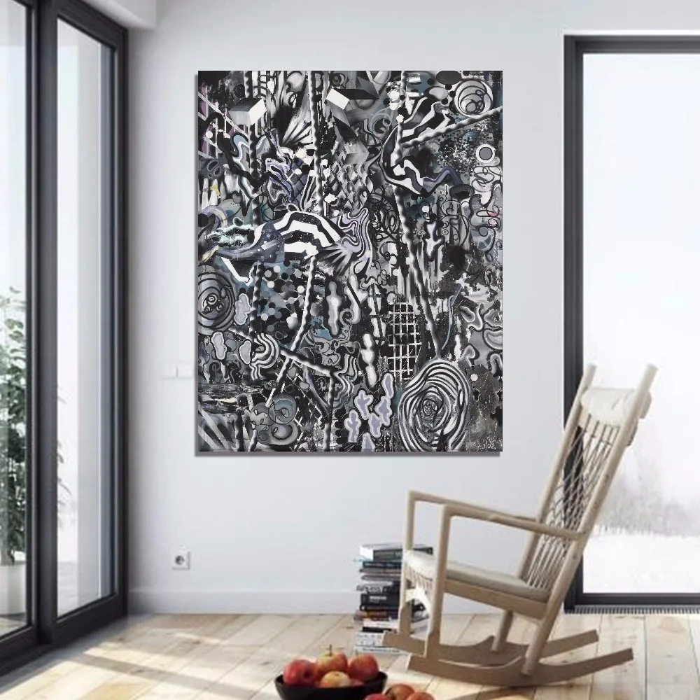 

Modern Hipster Nordic Black White Abstract Creative Design Canvas Print Painting Poster Wall Picture For Living Room Home Decor