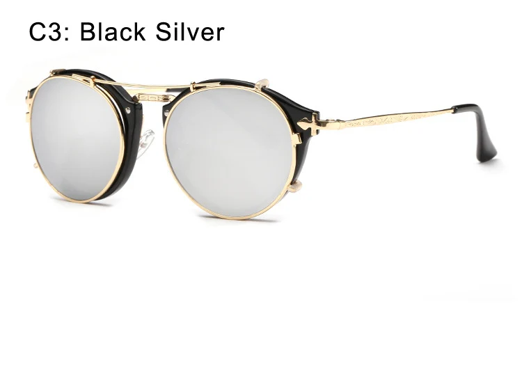 Emosnia, стимпанк Солнцезащитные очки, для женщин и мужчин, очки, Ретро стиль, фирменный дизайн, флип, солнцезащитные очки, высокое качество, Круглые, унисекс, Oculos