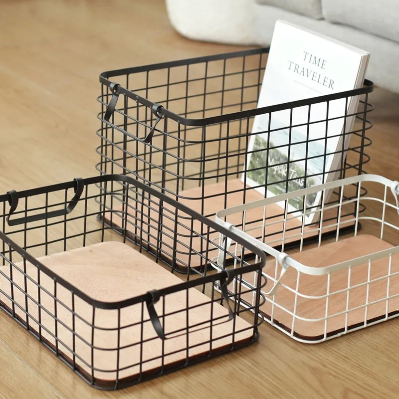 Practical iron desktop storage basket spice rack remote control cosmetics kitchen knife and fork spoon holder kitchen organizer