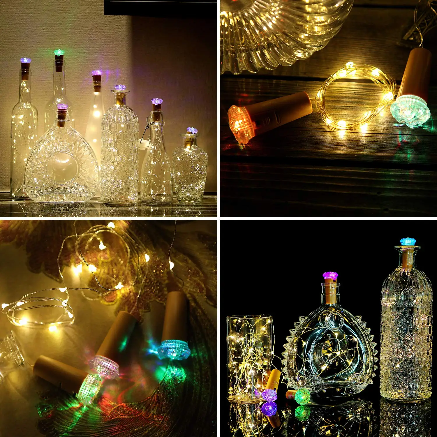 12 LED Glass Bottle String Lights Battery Operated Fairy Lights Christmas Gift 