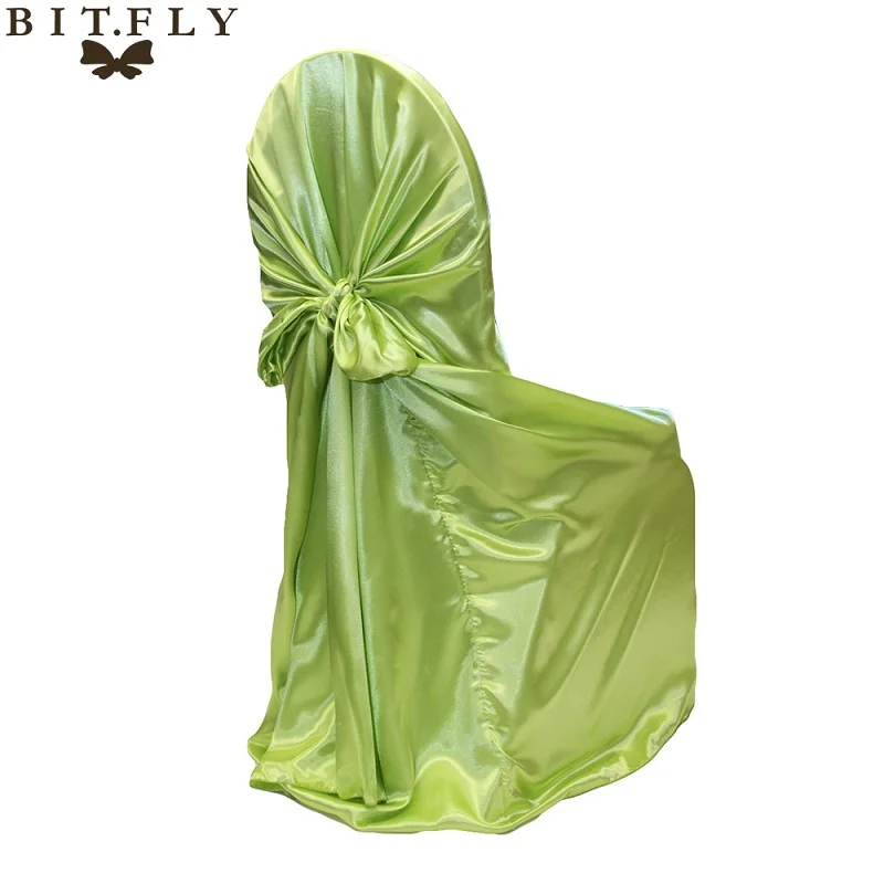 Высококачественный модный современный атласный универсальный чехол для стула для свадебного ресторана, фестиваля, DIY вечерние украшения - Цвет: light green