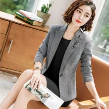 Формальные Дамы платье костюмы для женщин Бизнес GreyJacket и блейзер наборы ухода за кожей Повседневная обувь Офисные униформы